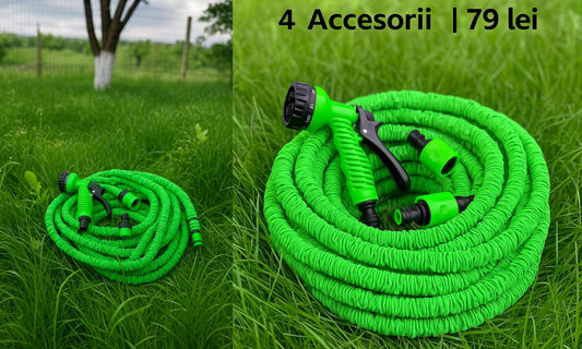 Furtun Extensibil de Grădină 30 m – Pistol Inclus, Ușor și Compact